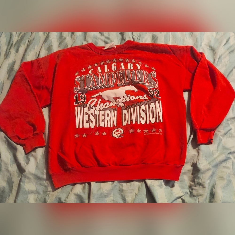 VTG RARE 1992 Calgary‎ Stampeders Sweatshirt Men's Size Large